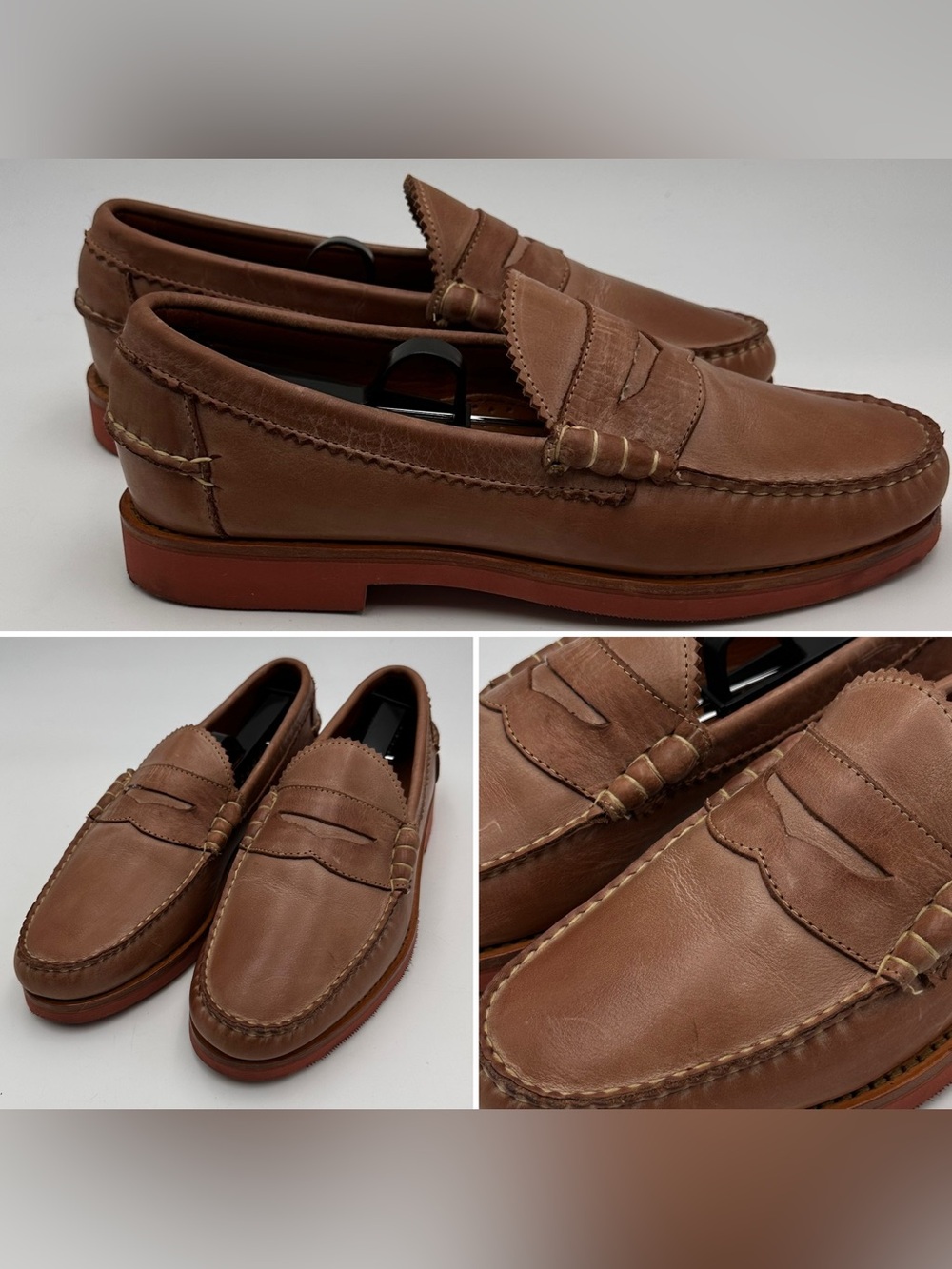 ALLEN EDMONDS SEDONA PENNY LOAFERS MENS SZ 7 TAN RICHLY DISTRESSED LEATHER SHOES